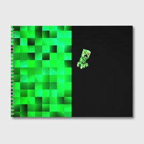 Альбом для рисования с принтом MINECRAFT CREEPER в Новосибирске, 100% бумага
 | матовая бумага, плотность 200 мг. | blox | creeper | dungeons | game | geometry | green | neon | pixel | steve | алекс | детям | зелень | игра | кислотный | крипер | куб | логотипы игр | майнкрафт | мальчикам | мобы | неоновый | пиксель | пиксельный | подземелья