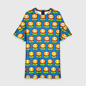 Детское платье 3D с принтом Super Mario в Новосибирске, 100% полиэстер | прямой силуэт, чуть расширенный к низу. Круглая горловина, на рукавах — воланы | bros | brothers | game | logo | odyssey | pattern | аркады | видеоигры | детям | легендарная | листья | логотипы игр | мальчикам | мультяшный | паттерн | платформер | подростковые | популярные | солнце | супер марио