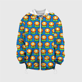 Детская куртка 3D с принтом Super Mario в Новосибирске, 100% полиэстер | застежка — молния, подол и капюшон оформлены резинкой с фиксаторами, по бокам — два кармана без застежек, один потайной карман на груди, плотность верхнего слоя — 90 г/м2; плотность флисового подклада — 260 г/м2 | bros | brothers | game | logo | odyssey | pattern | аркады | видеоигры | детям | легендарная | листья | логотипы игр | мальчикам | мультяшный | паттерн | платформер | подростковые | популярные | солнце | супер марио
