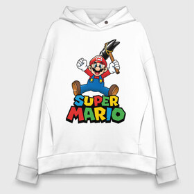 Женское худи Oversize хлопок с принтом Super Mario в Новосибирске, френч-терри — 70% хлопок, 30% полиэстер. Мягкий теплый начес внутри —100% хлопок | боковые карманы, эластичные манжеты и нижняя кромка, капюшон на магнитной кнопке | game | mario kart live home circuit | super mario | super mario 3d world | super mario 64 | super mario galaxy | super mario sunshine | гумба | игра super mario | игра марио | йоши | купалинги | лакиту | луиджи | марио | надпись | нинтендо | 