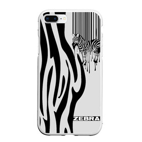 Чехол для iPhone 7Plus/8 Plus матовый с принтом Zebra в Новосибирске, Силикон | Область печати: задняя сторона чехла, без боковых панелей | животное | зебра | полосы | черный | штрихкод