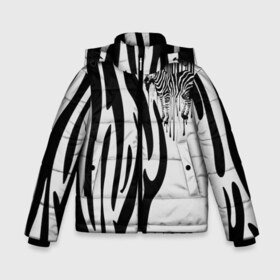 Зимняя куртка для мальчиков 3D с принтом Zebra в Новосибирске, ткань верха — 100% полиэстер; подклад — 100% полиэстер, утеплитель — 100% полиэстер | длина ниже бедра, удлиненная спинка, воротник стойка и отстегивающийся капюшон. Есть боковые карманы с листочкой на кнопках, утяжки по низу изделия и внутренний карман на молнии. 

Предусмотрены светоотражающий принт на спинке, радужный светоотражающий элемент на пуллере молнии и на резинке для утяжки | животное | зебра | полосы | черный | штрихкод