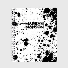 Тетрадь с принтом MARILYN MANSON в Новосибирске, 100% бумага | 48 листов, плотность листов — 60 г/м2, плотность картонной обложки — 250 г/м2. Листы скреплены сбоку удобной пружинной спиралью. Уголки страниц и обложки скругленные. Цвет линий — светло-серый
 | him | korn | nightwish | rock | zombie | великий | гитара | готика | готические | грязный | грязь | логотипы рок групп | металл | металлика | металлист | музыка | музыкальные | мэрилин мэнсон | рок группа | рокер