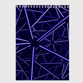 Скетчбук с принтом BlueGANG в Новосибирске, 100% бумага
 | 48 листов, плотность листов — 100 г/м2, плотность картонной обложки — 250 г/м2. Листы скреплены сверху удобной пружинной спиралью | Тематика изображения на принте: abstraction | blue | forms | glow | led | neon | абстракция | неон | светодиод | свечение | синий | формы