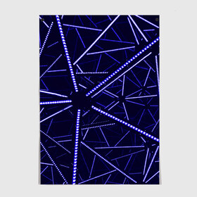 Постер с принтом BlueGANG в Новосибирске, 100% бумага
 | бумага, плотность 150 мг. Матовая, но за счет высокого коэффициента гладкости имеет небольшой блеск и дает на свету блики, но в отличии от глянцевой бумаги не покрыта лаком | abstraction | blue | forms | glow | led | neon | абстракция | неон | светодиод | свечение | синий | формы