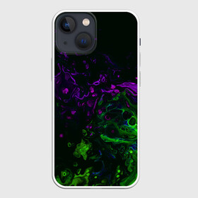 Чехол для iPhone 13 mini с принтом Acid в Новосибирске,  |  | abstraction | circles | paint | stains | violet | watercolor | абстракция | акварель | кислотный | краски | круги | разводы | салатовый | фиолетовый