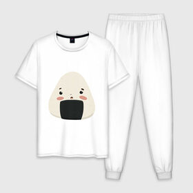 Мужская пижама хлопок с принтом Онигири в Новосибирске, 100% хлопок | брюки и футболка прямого кроя, без карманов, на брюках мягкая резинка на поясе и по низу штанин
 | 