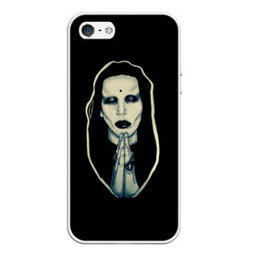Чехол для iPhone 5/5S матовый с принтом Marilyn Manson в Новосибирске, Силикон | Область печати: задняя сторона чехла, без боковых панелей | 