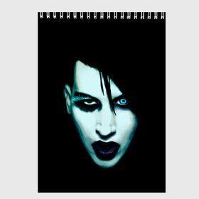 Скетчбук с принтом Marilyn Manson в Новосибирске, 100% бумага
 | 48 листов, плотность листов — 100 г/м2, плотность картонной обложки — 250 г/м2. Листы скреплены сверху удобной пружинной спиралью | goth | gothic | manson | marilyn | metal | mm | music | rock | гот | готы | метал | мэнсон | мэрилин | рок