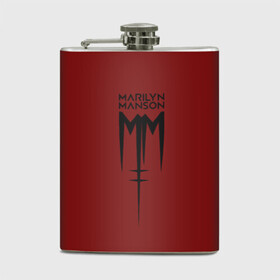 Фляга с принтом Marilyn Manson в Новосибирске, металлический корпус | емкость 0,22 л, размер 125 х 94 мм. Виниловая наклейка запечатывается полностью | Тематика изображения на принте: manson | marilyn | marilyn manson | мэнсон | мэрилин | мэрилин мэнсон