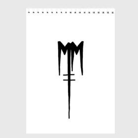 Скетчбук с принтом Marilyn Manson в Новосибирске, 100% бумага
 | 48 листов, плотность листов — 100 г/м2, плотность картонной обложки — 250 г/м2. Листы скреплены сверху удобной пружинной спиралью | goth | gothic | manson | marilyn | metal | mm | music | rock | гот | готы | метал | мэнсон | мэрилин | рок