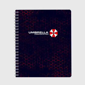 Тетрадь с принтом UMBRELLA CORP АМБРЕЛЛА в Новосибирске, 100% бумага | 48 листов, плотность листов — 60 г/м2, плотность картонной обложки — 250 г/м2. Листы скреплены сбоку удобной пружинной спиралью. Уголки страниц и обложки скругленные. Цвет линий — светло-серый
 | corp | corporation | evil | game | games | logo | resident | umbrella | амбрелла | зла | зонт | зонтик | игра | игры | корп | корпорация | лого | логотип | обитель | резидент | символ | эвил