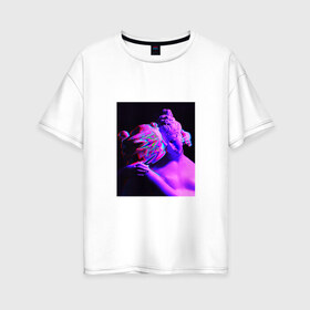Женская футболка хлопок Oversize с принтом NEON ART 11-99-01 в Новосибирске, 100% хлопок | свободный крой, круглый ворот, спущенный рукав, длина до линии бедер
 | art | neon aesthetic | neon art | vaporwave art | цифровые файлы