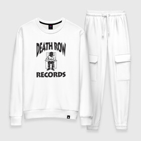 Женский костюм хлопок с принтом Death Row Records в Новосибирске, 100% хлопок | на свитшоте круглая горловина, мягкая резинка по низу. Брюки заужены к низу, на них два вида карманов: два 