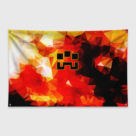 Флаг-баннер с принтом Minecraft Dungeons в Новосибирске, 100% полиэстер | размер 67 х 109 см, плотность ткани — 95 г/м2; по краям флага есть четыре люверса для крепления | blox | creeper | dungeons | geometry | logo games | orange | pixel | red | steve | алекс | геометрия | детям | крипер | куб | логотипы игр | майнкрафт | мальчикам | мобы | огненный | огонь | пигги | пиксель | пиксельный | подземелья