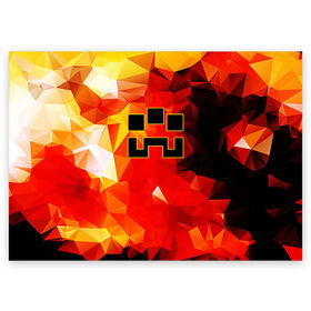 Поздравительная открытка с принтом Minecraft Dungeons в Новосибирске, 100% бумага | плотность бумаги 280 г/м2, матовая, на обратной стороне линовка и место для марки
 | blox | creeper | dungeons | geometry | logo games | orange | pixel | red | steve | алекс | геометрия | детям | крипер | куб | логотипы игр | майнкрафт | мальчикам | мобы | огненный | огонь | пигги | пиксель | пиксельный | подземелья