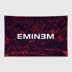 Флаг-баннер с принтом EMINEM ЭМИНЕМ в Новосибирске, 100% полиэстер | размер 67 х 109 см, плотность ткани — 95 г/м2; по краям флага есть четыре люверса для крепления | eminem | logo | music | oldschool | rap | raper | еминем | лого | логотип | логотипы | музыка | музыкант | олдскул | рэп | рэпер | рэппер | символ | символы | эминем