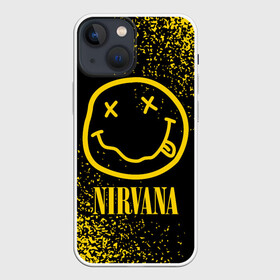 Чехол для iPhone 13 mini с принтом NIRVANA   НИРВАНА в Новосибирске,  |  | band | cobain | face | kurt | logo | music | nirvana | rock | rocknroll | группа | кобейн | курт | лого | логотип | музыка | музыкальная | нирвана | рожица | рок | рокнролл | символ