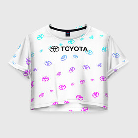 Женская футболка Crop-top 3D с принтом TOYOTA / ТОЙОТА в Новосибирске, 100% полиэстер | круглая горловина, длина футболки до линии талии, рукава с отворотами | auto | camry | corolla | cruiser | land | logo | moto | rav | supra | toyota | авенсис | авто | автомобиль | камри | королла | крузер | ленд | лого | логотип | логотипы | марка | мото | рав | символ | тоета | тоеты | тойота | тойоты