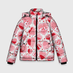 Зимняя куртка для мальчиков 3D с принтом Розовые валентинки в Новосибирске, ткань верха — 100% полиэстер; подклад — 100% полиэстер, утеплитель — 100% полиэстер | длина ниже бедра, удлиненная спинка, воротник стойка и отстегивающийся капюшон. Есть боковые карманы с листочкой на кнопках, утяжки по низу изделия и внутренний карман на молнии. 

Предусмотрены светоотражающий принт на спинке, радужный светоотражающий элемент на пуллере молнии и на резинке для утяжки | арт | влюблённые | день влюблённых | день святого валентина | красный | рисунок | розовый | сердечко | сердца | сердце | середчки