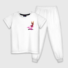 Детская пижама хлопок с принтом Багз Хэллоуин в Новосибирске, 100% хлопок |  брюки и футболка прямого кроя, без карманов, на брюках мягкая резинка на поясе и по низу штанин
 | Тематика изображения на принте: bugs bunny | looney tunes | vdzabma | багз банни | луни тюнз