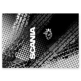 Поздравительная открытка с принтом Scania в Новосибирске, 100% бумага | плотность бумаги 280 г/м2, матовая, на обратной стороне линовка и место для марки
 | king of road | king of the road | saab | saab logo | scania | scania king | scania logo | грузовик | дальнобойщик | сааб | сканиа | скания | скания значок | скания лого | скания логотип | скания символ | шофер