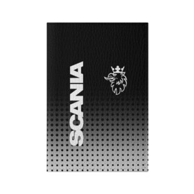 Обложка для паспорта матовая кожа с принтом Scania в Новосибирске, натуральная матовая кожа | размер 19,3 х 13,7 см; прозрачные пластиковые крепления | king of road | king of the road | saab | saab logo | scania | scania king | scania logo | грузовик | дальнобойщик | сааб | сканиа | скания | скания значок | скания лого | скания логотип | скания символ | шофер
