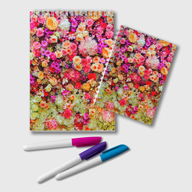Блокнот с принтом Цветы в Новосибирске, 100% бумага | 48 листов, плотность листов — 60 г/м2, плотность картонной обложки — 250 г/м2. Листы скреплены удобной пружинной спиралью. Цвет линий — светло-серый
 | Тематика изображения на принте: весна | красивые цветы | красота | милые цветы | орхидея | пион | роза | розы | ромашка | сад | сирень | фиалка | цветок | цветочки | цветы