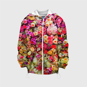 Детская куртка 3D с принтом Цветы в Новосибирске, 100% полиэстер | застежка — молния, подол и капюшон оформлены резинкой с фиксаторами, по бокам — два кармана без застежек, один потайной карман на груди, плотность верхнего слоя — 90 г/м2; плотность флисового подклада — 260 г/м2 | весна | красивые цветы | красота | милые цветы | орхидея | пион | роза | розы | ромашка | сад | сирень | фиалка | цветок | цветочки | цветы