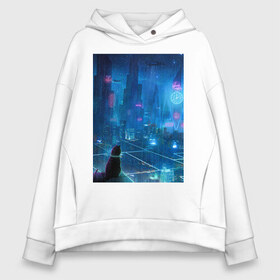 Женское худи Oversize хлопок с принтом Cyberpunk art neon 008 в Новосибирске, френч-терри — 70% хлопок, 30% полиэстер. Мягкий теплый начес внутри —100% хлопок | боковые карманы, эластичные манжеты и нижняя кромка, капюшон на магнитной кнопке | Тематика изображения на принте: aesthetic art | art | cyberpunk | digital art | neon | vaporwave art | неон арт | цифровые файлы