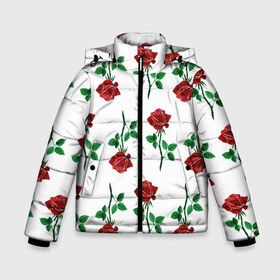 Зимняя куртка для мальчиков 3D с принтом Паттерн из роз в Новосибирске, ткань верха — 100% полиэстер; подклад — 100% полиэстер, утеплитель — 100% полиэстер | длина ниже бедра, удлиненная спинка, воротник стойка и отстегивающийся капюшон. Есть боковые карманы с листочкой на кнопках, утяжки по низу изделия и внутренний карман на молнии. 

Предусмотрены светоотражающий принт на спинке, радужный светоотражающий элемент на пуллере молнии и на резинке для утяжки | красный | красота | паттерн | природа | роза | узор | цветок | цветы