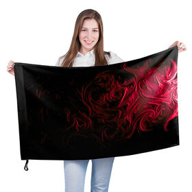 Флаг 3D с принтом Fire в Новосибирске, 100% полиэстер | плотность ткани — 95 г/м2, размер — 67 х 109 см. Принт наносится с одной стороны | abstraction | background | patterns | red | shadow | абстракция | красный | тень | узоры | фон