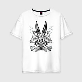 Женская футболка хлопок Oversize с принтом Bugs Bunny в Новосибирске, 100% хлопок | свободный крой, круглый ворот, спущенный рукав, длина до линии бедер
 | bugs bunny | looney tunes | vdzabma | багз банни | луни тюнз