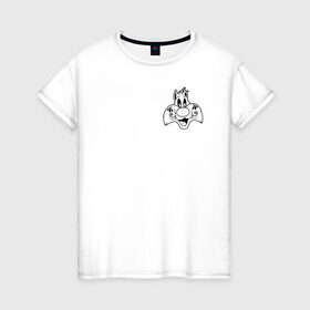 Женская футболка хлопок с принтом Сильвестр в Новосибирске, 100% хлопок | прямой крой, круглый вырез горловины, длина до линии бедер, слегка спущенное плечо | looney tunes | sylvester | vdzabma | луни тюнз | сильвестр