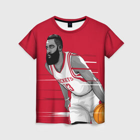 Женская футболка 3D с принтом James Harden Houston Rockets в Новосибирске, 100% полиэфир ( синтетическое хлопкоподобное полотно) | прямой крой, круглый вырез горловины, длина до линии бедер | 