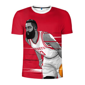 Мужская футболка 3D спортивная с принтом James Harden Houston Rockets в Новосибирске, 100% полиэстер с улучшенными характеристиками | приталенный силуэт, круглая горловина, широкие плечи, сужается к линии бедра | 