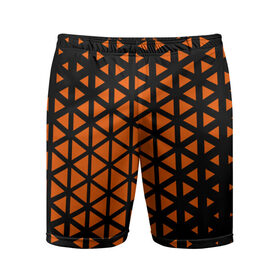 Мужские шорты спортивные с принтом треугольник в Новосибирске,  |  | абстракция | геометрия | оранжевый | треугольник | хаотичность
