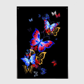 Постер с принтом Поцелуй бабочек в Новосибирске, 100% бумага
 | бумага, плотность 150 мг. Матовая, но за счет высокого коэффициента гладкости имеет небольшой блеск и дает на свету блики, но в отличии от глянцевой бумаги не покрыта лаком | Тематика изображения на принте: angel | butterfly | fairy | neon | night | wings | ангел | бабочка | бабочки | девушке | животные | красочные | крылья | летающие | магия | махаон | мотыльки | насекомые | неоновые | ночные | ночь | подарок | природа