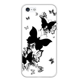 Чехол для iPhone 5/5S матовый с принтом Черные бабочки на белом в Новосибирске, Силикон | Область печати: задняя сторона чехла, без боковых панелей | angel | black and white | butterfly | fairy | fashion girl | wings | ангел | бабочка | девушке | животные | крылья | летающие | магия | махаон | мотылек | мотыльки | насекомые | нежные | подарок | природа | сказочные | татуировки