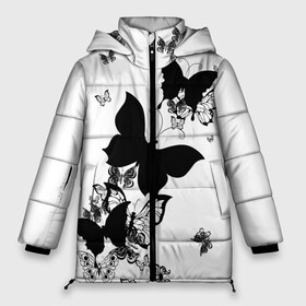 Женская зимняя куртка 3D с принтом Черные бабочки на белом в Новосибирске, верх — 100% полиэстер; подкладка — 100% полиэстер; утеплитель — 100% полиэстер | длина ниже бедра, силуэт Оверсайз. Есть воротник-стойка, отстегивающийся капюшон и ветрозащитная планка. 

Боковые карманы с листочкой на кнопках и внутренний карман на молнии | angel | black and white | butterfly | fairy | fashion girl | wings | ангел | бабочка | девушке | животные | крылья | летающие | магия | махаон | мотылек | мотыльки | насекомые | нежные | подарок | природа | сказочные | татуировки
