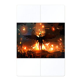 Магнитный плакат 2Х3 с принтом Темный ангел ада в Новосибирске, Полимерный материал с магнитным слоем | 6 деталей размером 9*9 см | ад | внутренне зло | демон | демоненок | крылья | миф | нимб | посох | преисподняя | силэут | страшные сказки | темный ангел | фольклор