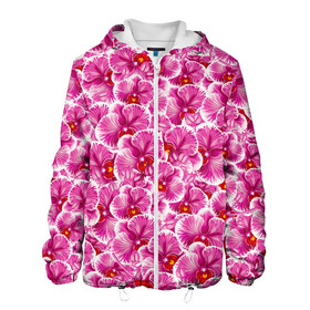 Мужская куртка 3D с принтом Розовые орхидеи в Новосибирске, ткань верха — 100% полиэстер, подклад — флис | прямой крой, подол и капюшон оформлены резинкой с фиксаторами, два кармана без застежек по бокам, один большой потайной карман на груди. Карман на груди застегивается на липучку | Тематика изображения на принте: fashion flowers | pink | tropical | азия | бабочки | бразилия | букет | бутоны | джунгли | лепестки | лето | любимая | марта | нежные | орхидея | подарок | природа | растения | тропики | тропические | узор | цветение