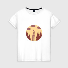 Женская футболка хлопок с принтом Siren Head в Новосибирске, 100% хлопок | прямой крой, круглый вырез горловины, длина до линии бедер, слегка спущенное плечо | siren head | игра | лес | монстр | персонаж | сирена | сиреноголовый | чудовище