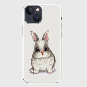 Чехол для iPhone 13 mini с принтом зайка в Новосибирске,  |  | животные | зайка | заяц | звери | зевающий кот | кися | кот | котенок | котики | коты | кричащий кот | кролик | минимализм | питомцы | прикольные картинки