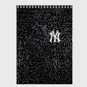 Скетчбук с принтом New York Yankees в Новосибирске, 100% бумага
 | 48 листов, плотность листов — 100 г/м2, плотность картонной обложки — 250 г/м2. Листы скреплены сверху удобной пружинной спиралью | Тематика изображения на принте: baseball | fashion | game | glitch | new york | sport | бейсбол | игра | мода | нью йорк | спорт