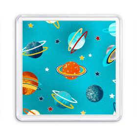Магнит 55*55 с принтом Необычные планеты в Новосибирске, Пластик | Размер: 65*65 мм; Размер печати: 55*55 мм | Тематика изображения на принте: арт | бирюзовый | венера | звезда | звёзды | земля | марс | планета | планеты | рисунок | рисунок карандашом | сатурн | синий