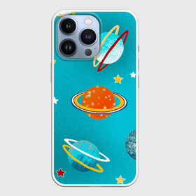 Чехол для iPhone 13 Pro с принтом Необычные планеты в Новосибирске,  |  | Тематика изображения на принте: арт | бирюзовый | венера | звезда | звёзды | земля | марс | планета | планеты | рисунок | рисунок карандашом | сатурн | синий