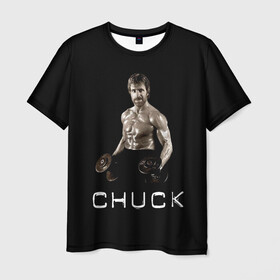 Мужская футболка 3D с принтом Чак Норис в Новосибирске, 100% полиэфир | прямой крой, круглый вырез горловины, длина до линии бедер | chuck | актер | боевые искусства | карате | качалка | качек | силач | спорт | техасский рейнджер | чак норис