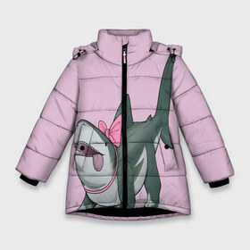 Зимняя куртка для девочек 3D с принтом Девочка акуленок в Новосибирске, ткань верха — 100% полиэстер; подклад — 100% полиэстер, утеплитель — 100% полиэстер. | длина ниже бедра, удлиненная спинка, воротник стойка и отстегивающийся капюшон. Есть боковые карманы с листочкой на кнопках, утяжки по низу изделия и внутренний карман на молнии. 

Предусмотрены светоотражающий принт на спинке, радужный светоотражающий элемент на пуллере молнии и на резинке для утяжки. | shark | акула | акуленок | акулы | дельфины | дитеныш | звери | зверьки | зубастик | море | морские жители | подводный мир | пресноводные