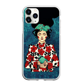 Чехол для iPhone 11 Pro матовый с принтом Самоцветная девушка в Новосибирске, Силикон |  | flowers | girl | венок | девушка | лилии | одуванчики | птичка | ромашки | синичка | узор | цветы